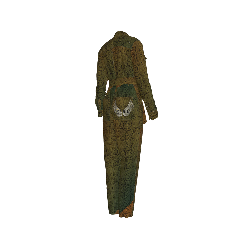 Snake Lightweight Button Front Women Jumpsuit