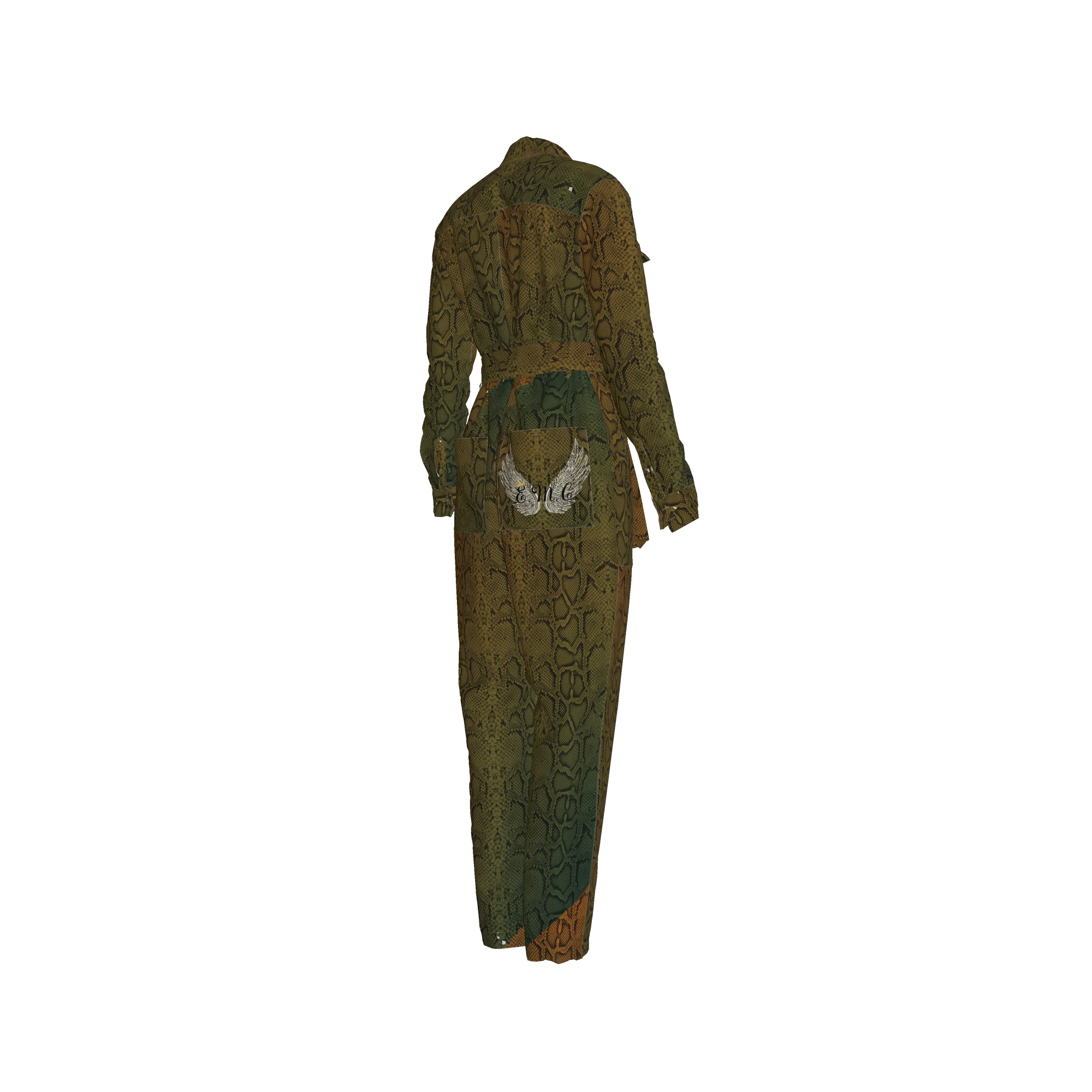 Snake Lightweight Button Front Women Jumpsuit