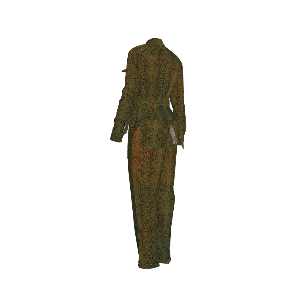 Snake Lightweight Button Front Women Jumpsuit