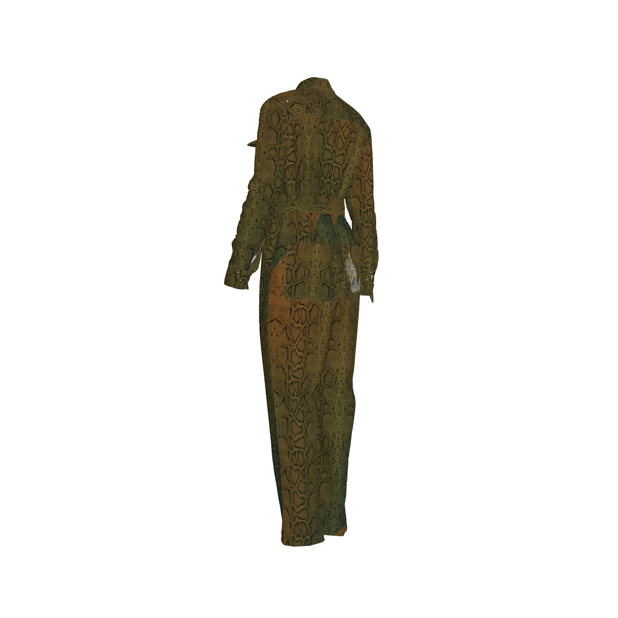 Snake Lightweight Button Front Women Jumpsuit