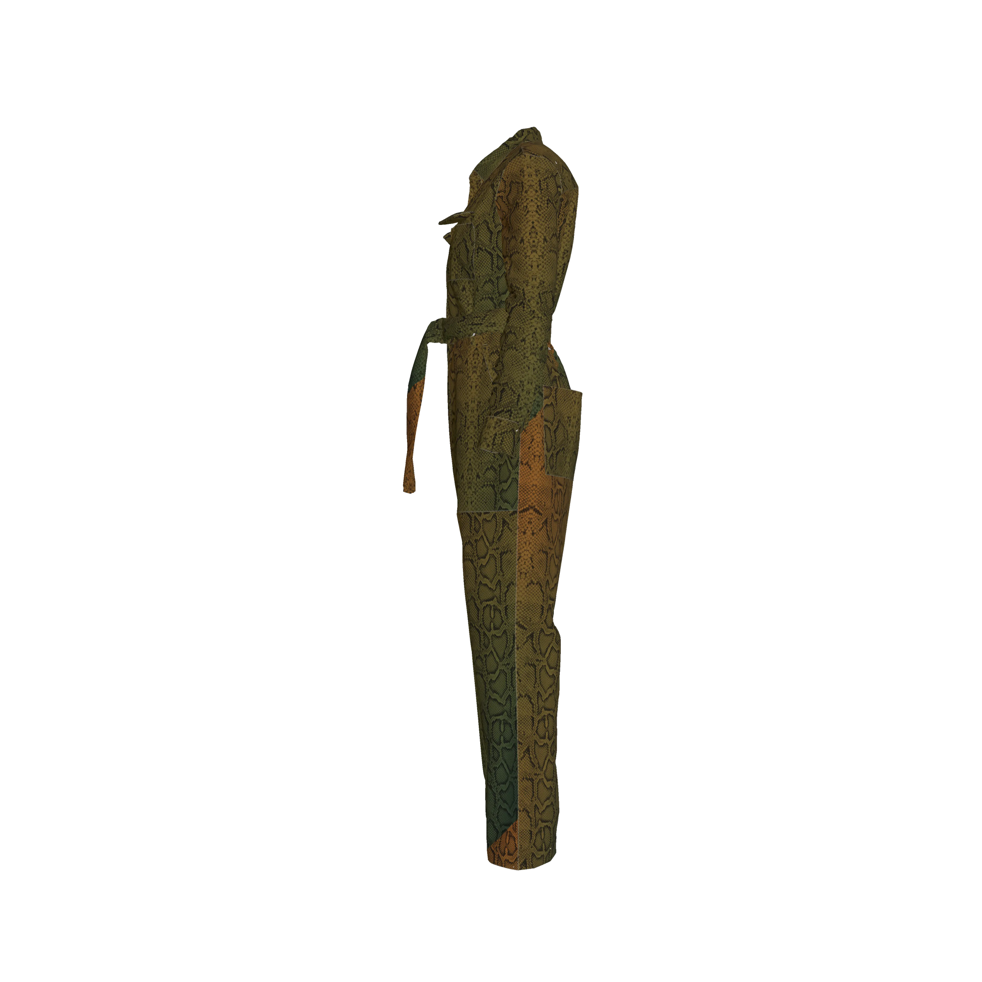 Snake Lightweight Button Front Women Jumpsuit