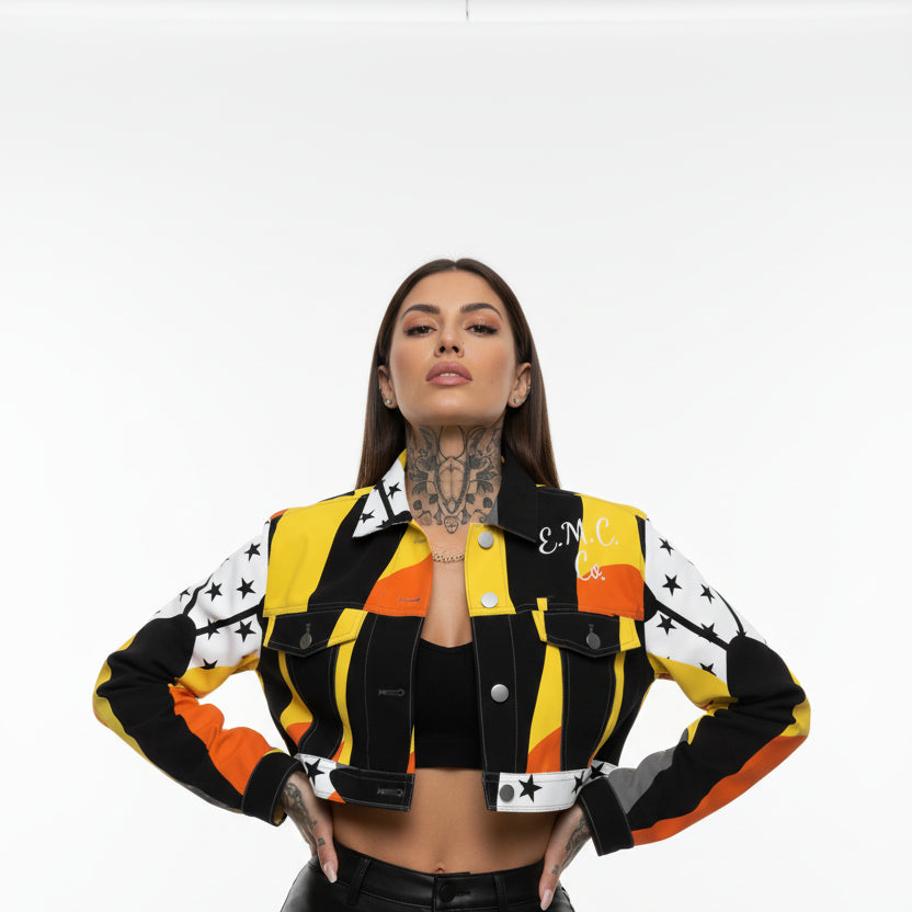 Butterfly Jacket - Cropped Jean Jacket in Heavy Stretch Cotton Twill