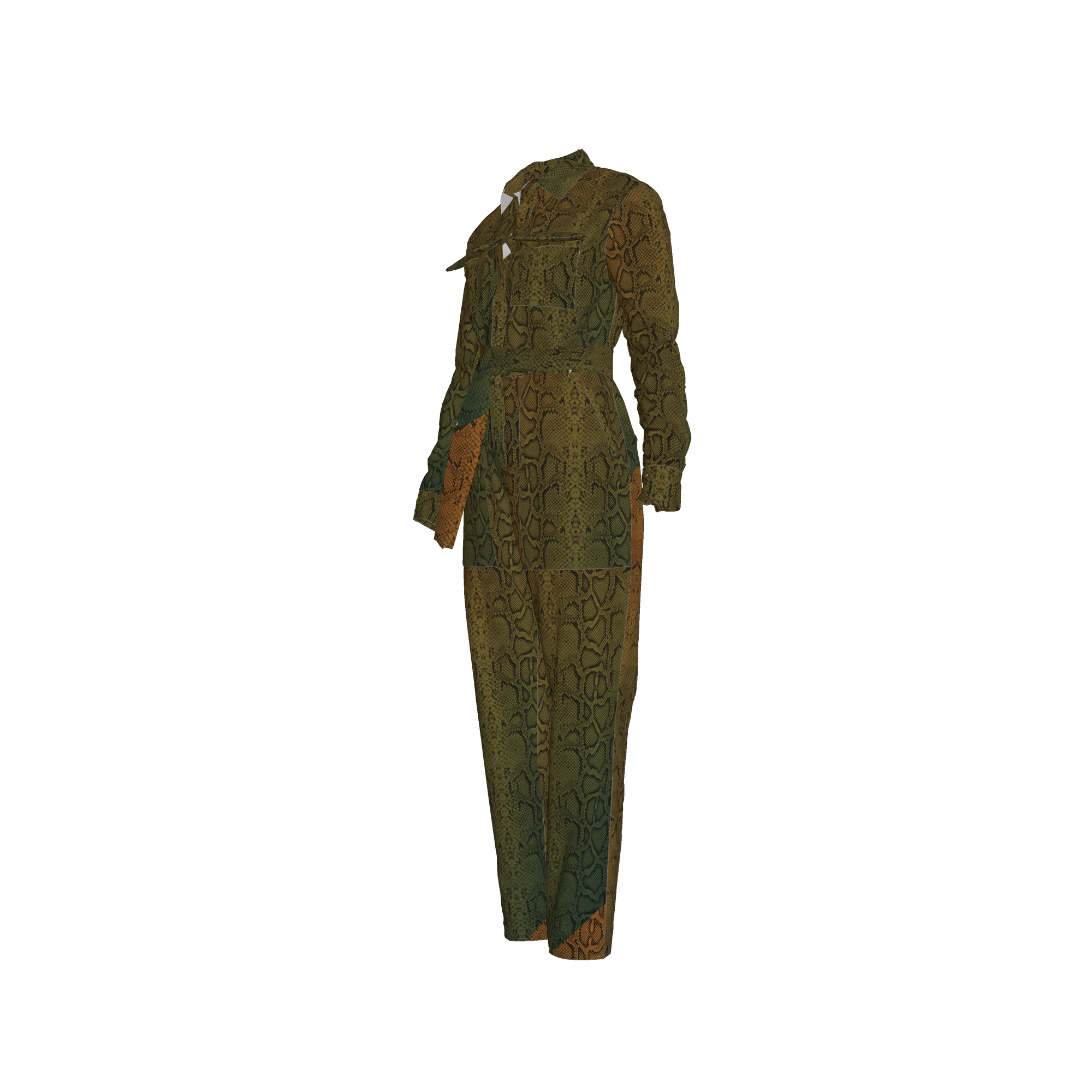 Snake Lightweight Button Front Women Jumpsuit